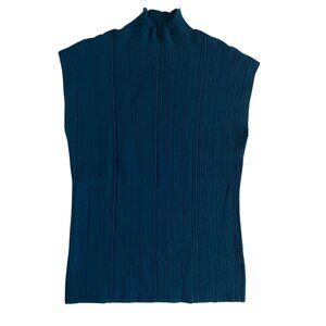 Ladies Teal Green Sleeveless Mock Turtleneck Top